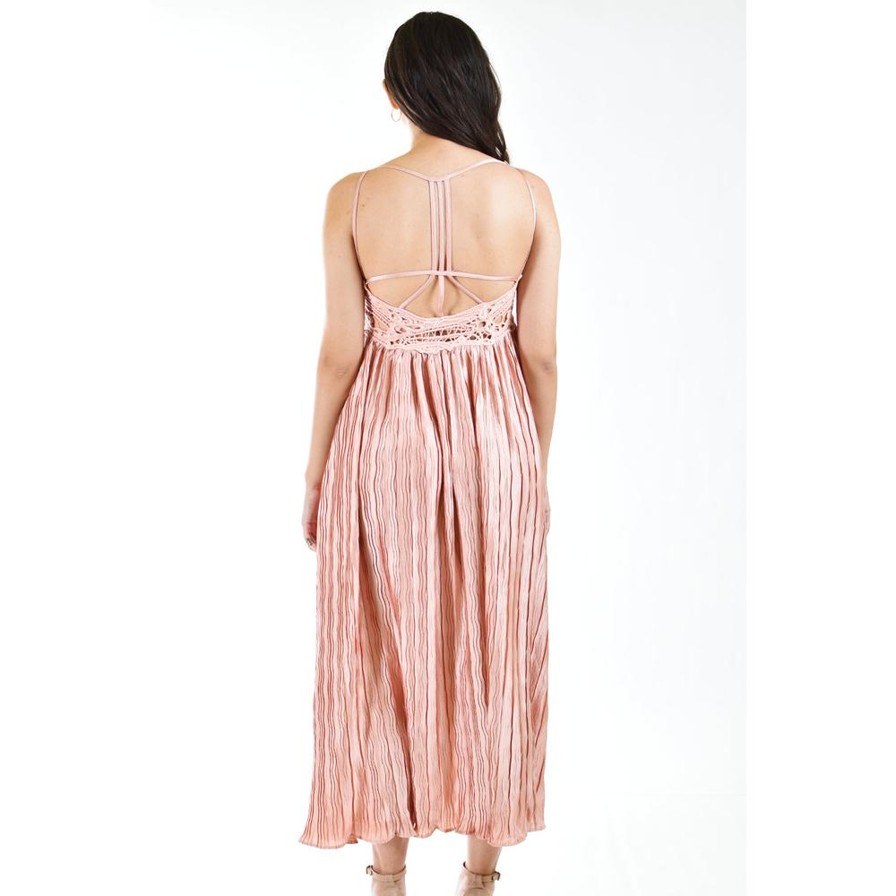 Foto 4 pulgar | Vestido Plisado con Encaje Roman Fashion Rosa Juvenil