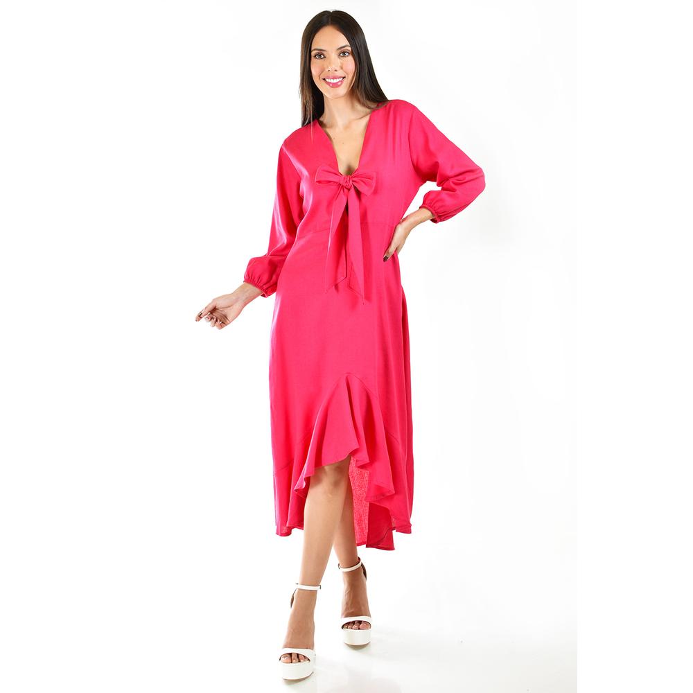 Foto 2 pulgar | Vestido Escote Moño Roman Fashion Rosa Juvenil