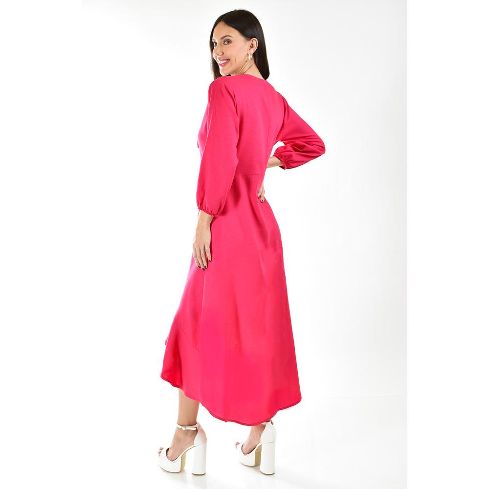 Foto 3 pulgar | Vestido Escote Moño Roman Fashion Rosa Juvenil