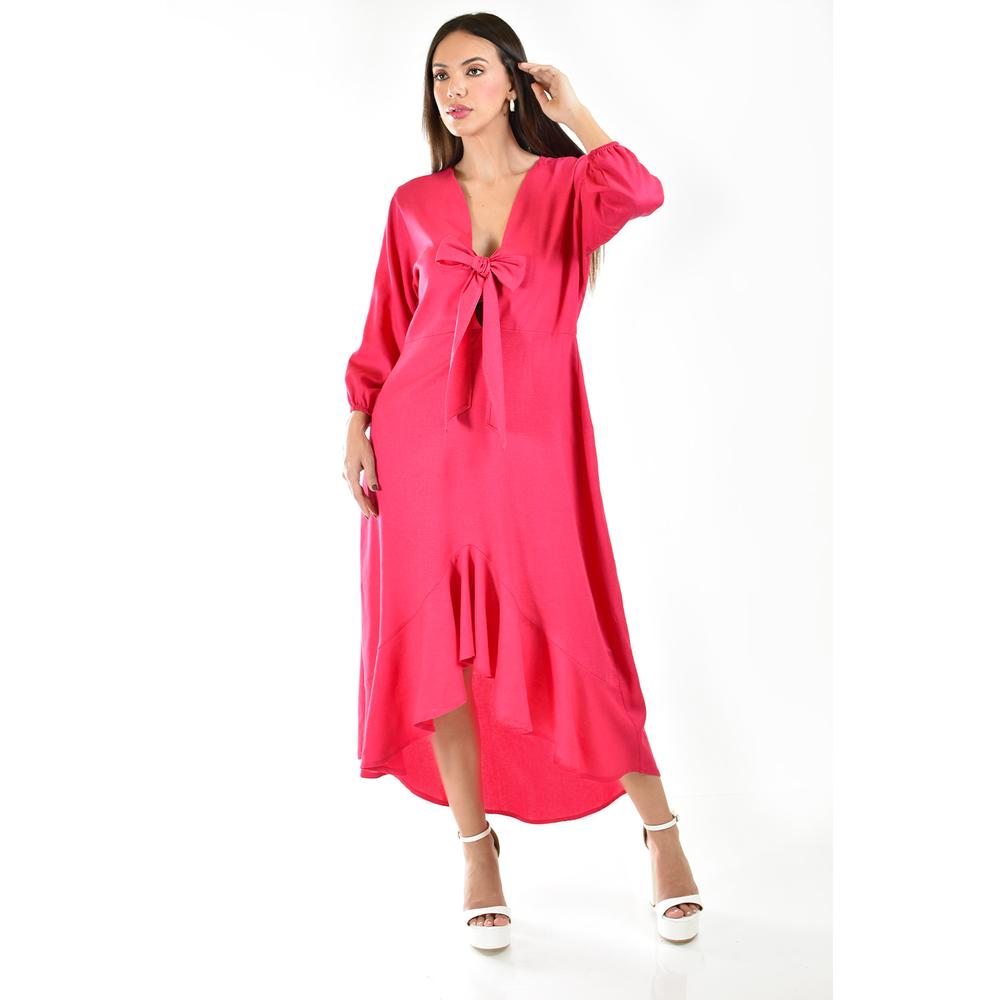 Foto 6 pulgar | Vestido Escote Moño Roman Fashion Rosa Juvenil