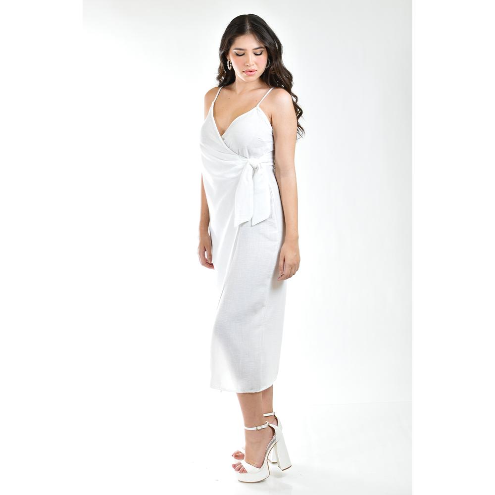 Foto 6 pulgar | Vestido con Nudo Roman Fashion Blanco Juvenil
