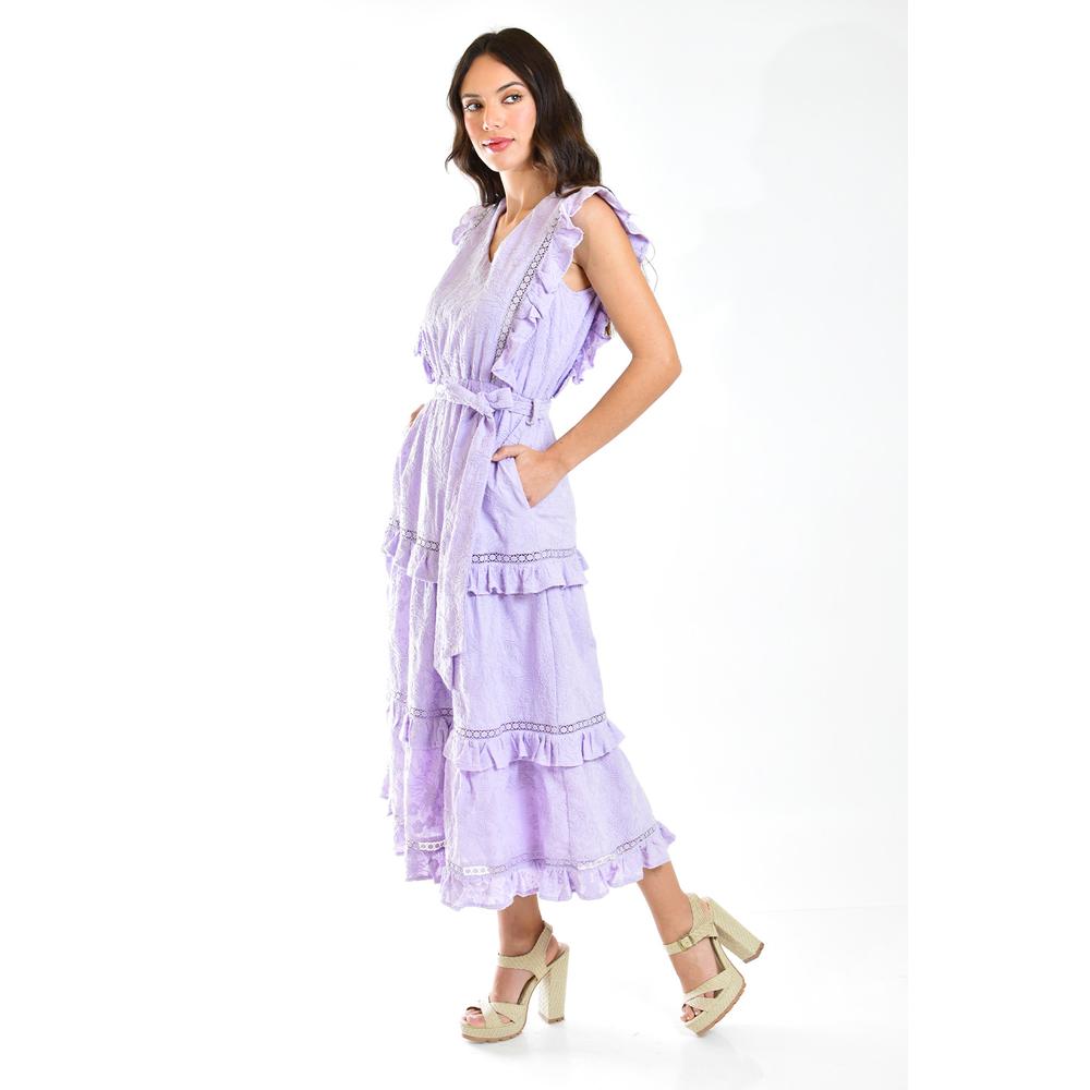 Foto 3 pulgar | Vestido con Holanes Roman Fashion Lila para Mujer