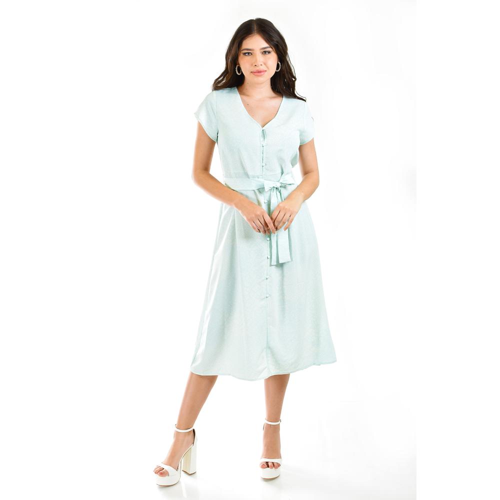 Vestido Escote V Roman Fashion 288 Verde Claro