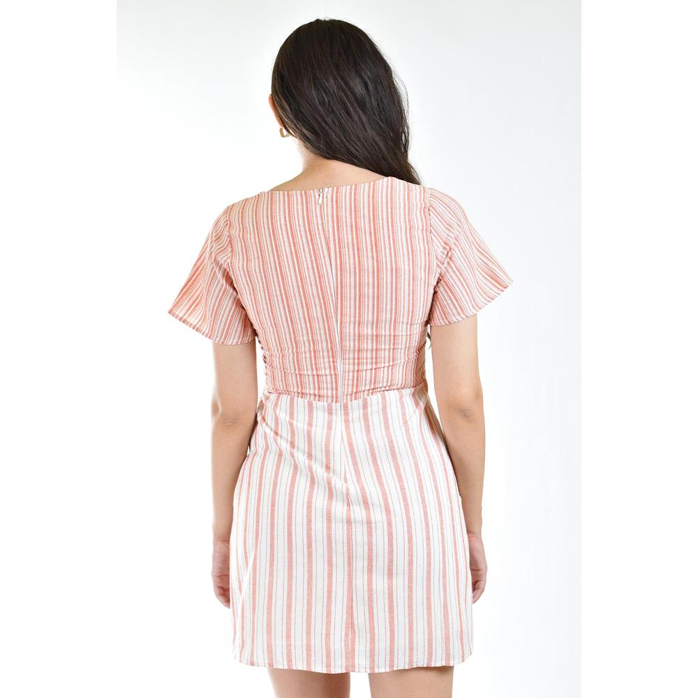 Foto 4 pulgar | Vestido Rayas Roman Fashion /juvenil 10714 color Coral