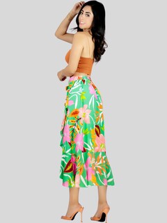 Foto 3 | Falda Corte de Sirena con Volantes Elegante Verde