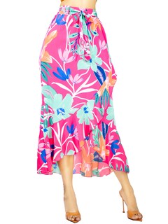Foto 1 | Falda Corte de Sirena con Volantes Elegante O Casual Fald-1002 Fucsia Cintura Alta