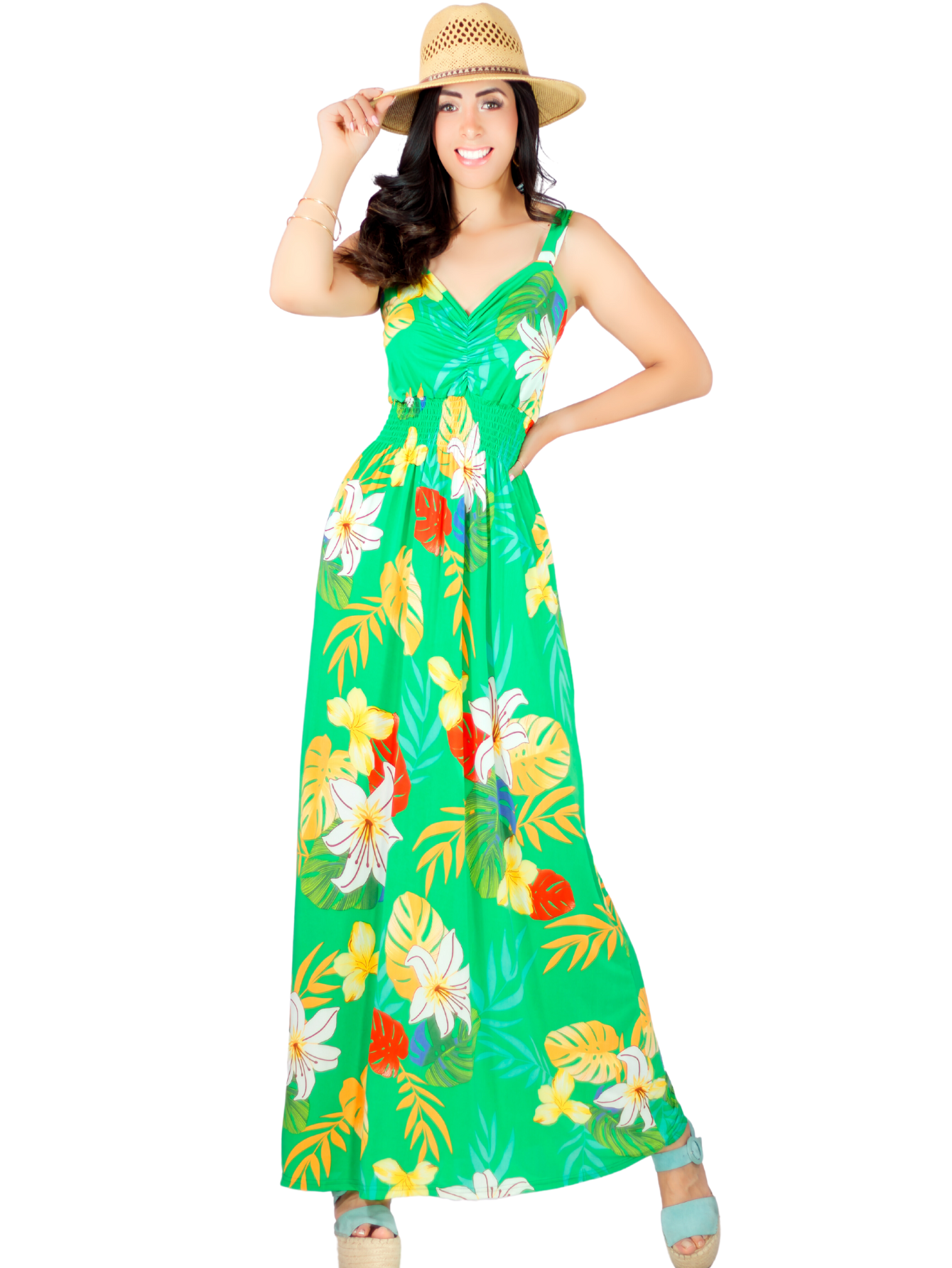 Vestido Largo De Mujer Stretch Ves-1011 De Estampados Primaverales
