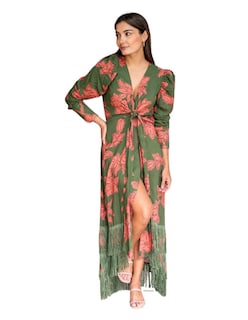 Foto 3 | Vestido Con Flecos Candelaria J&b Talla S Color Verde