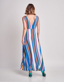 Foto 2 | Vestido Devendi Color Multicolor Líneas Escote En V
