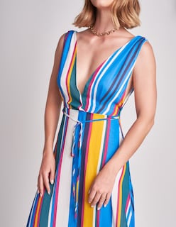 Foto 3 | Vestido Devendi Color Multicolor Líneas Escote En V
