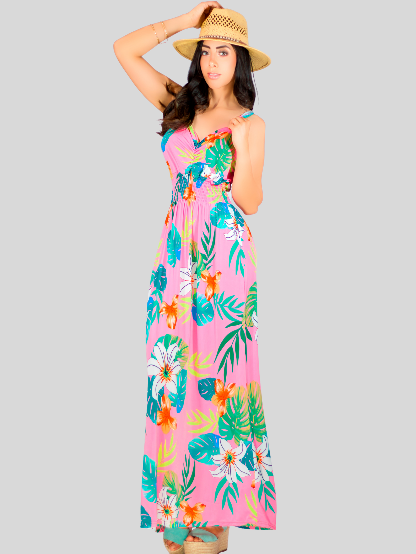 Foto 4 pulgar | Vestido Largo De Mujer Stretch Ves-1011 De Estampados Primaverales