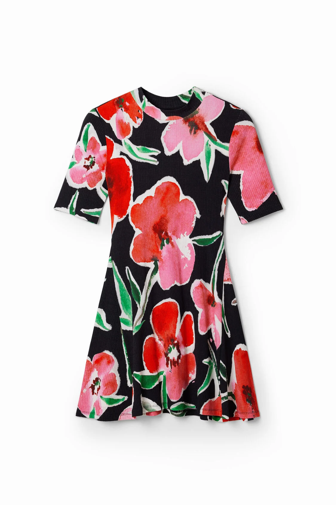 Vestido Corto Skater Flores Desigual