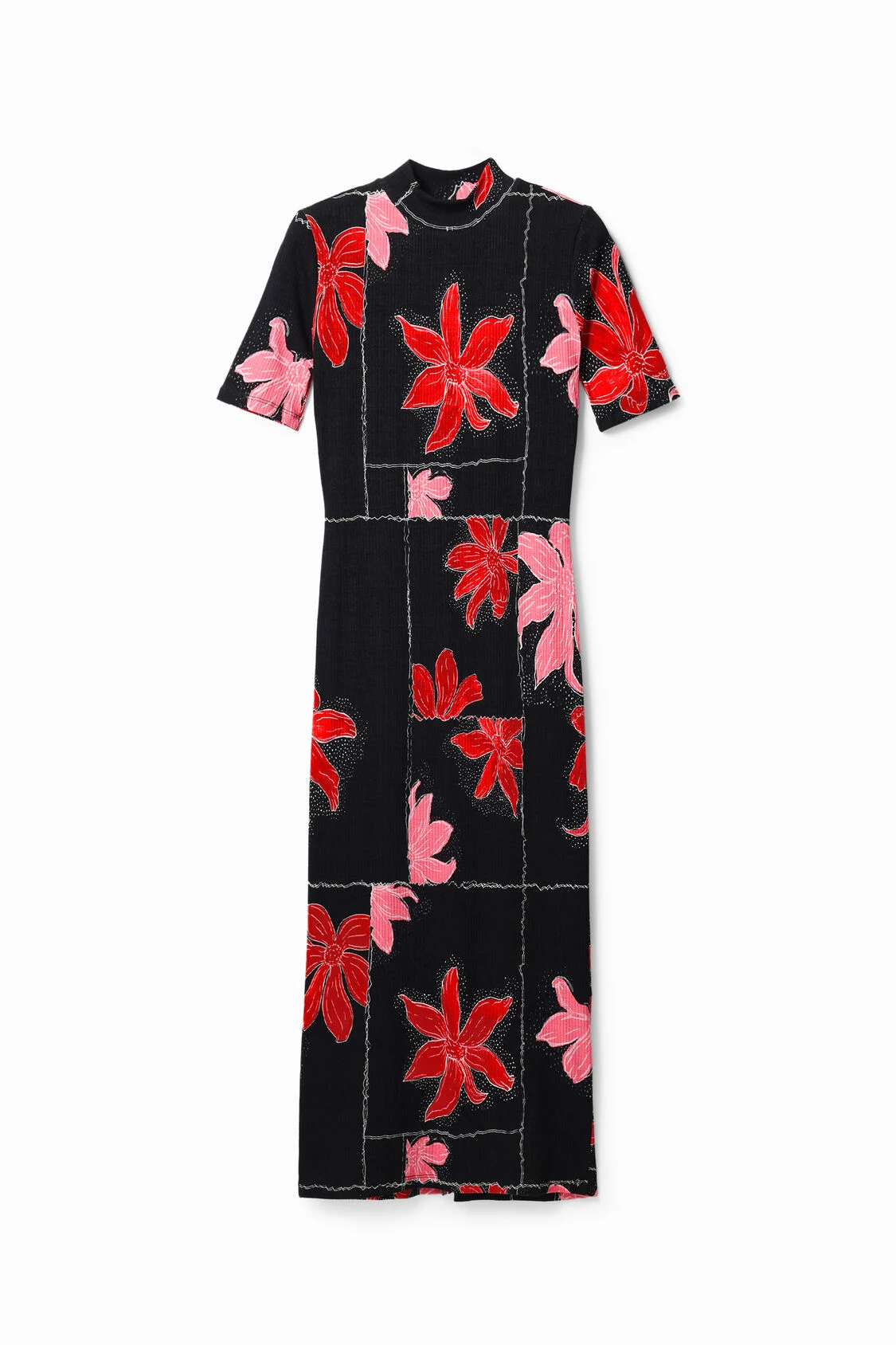 Foto 1 | Vestido Midi Canalé Flores Desigual