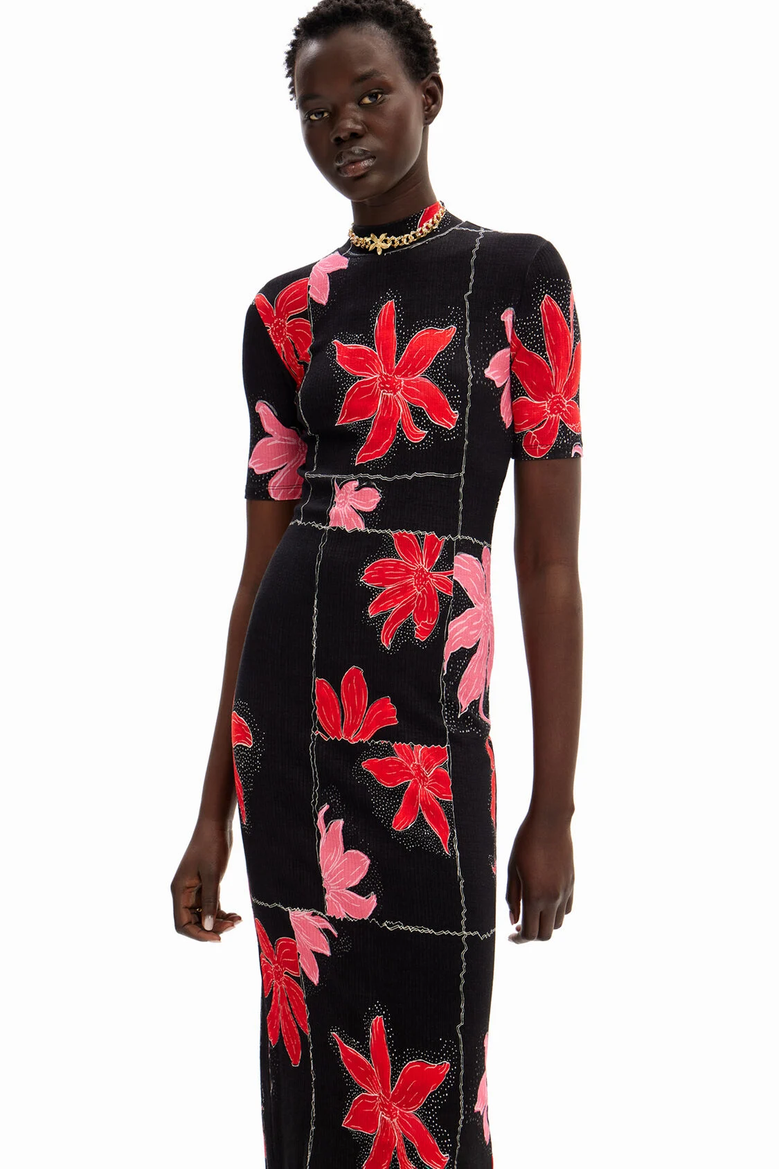 Foto 2 | Vestido Midi Canalé Flores Desigual