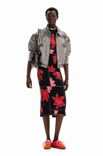 Foto 3 | Vestido Midi Canalé Flores Desigual