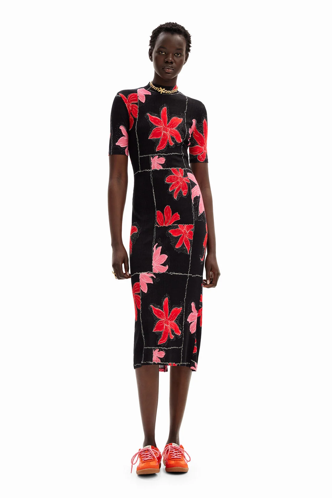 Foto 4 | Vestido Midi Canalé Flores Desigual