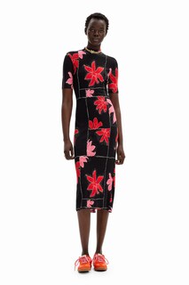 Foto 4 | Vestido Midi Canalé Flores Desigual