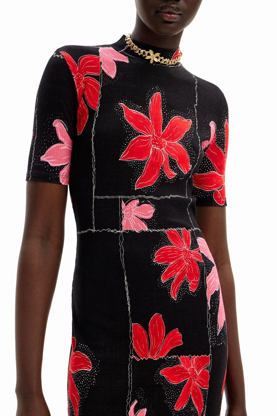 Foto 6 | Vestido Midi Canalé Flores Desigual