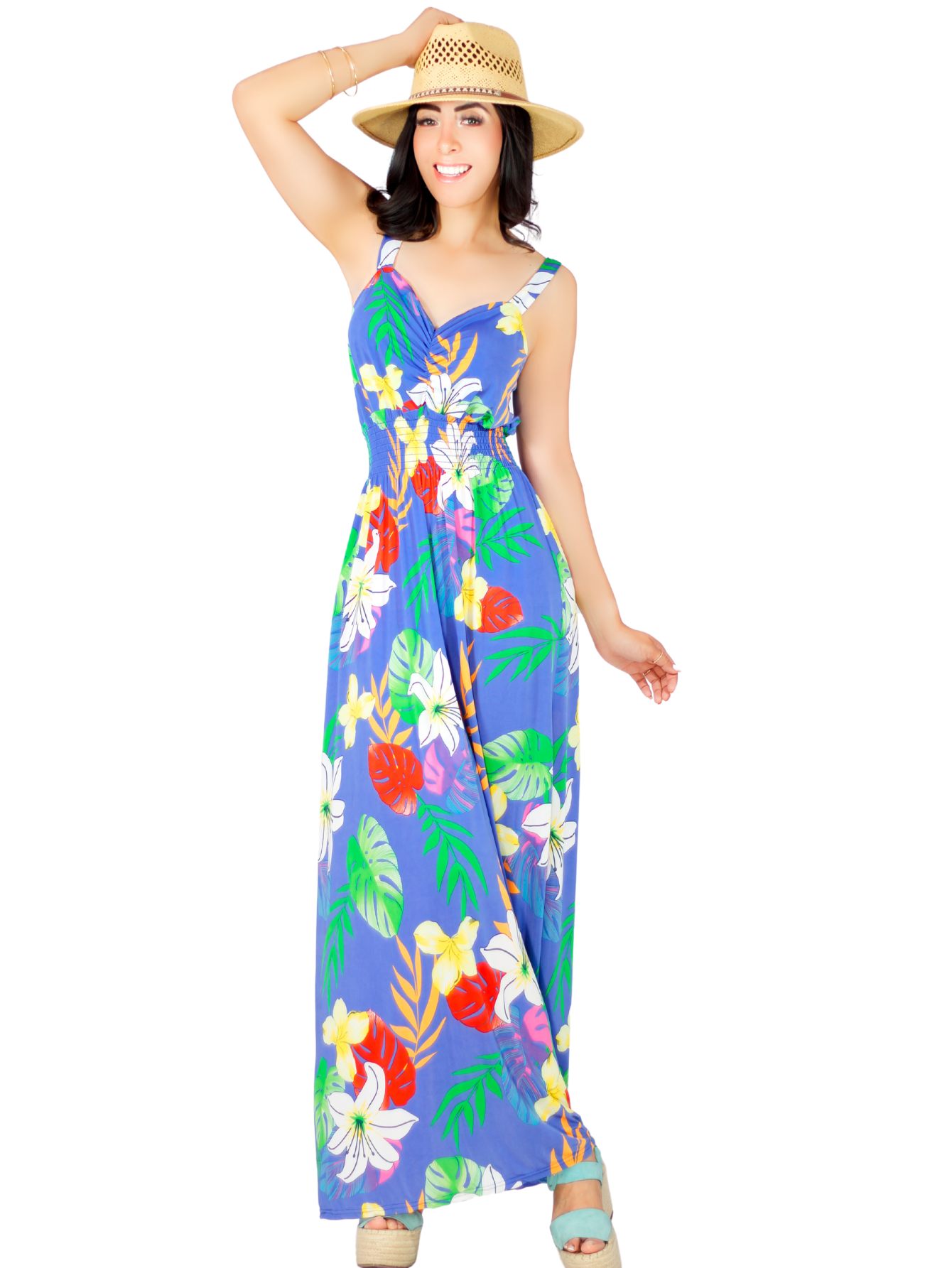 Vestido Largo De Mujer Stretch Ves-1011 De Estampados Primaverales