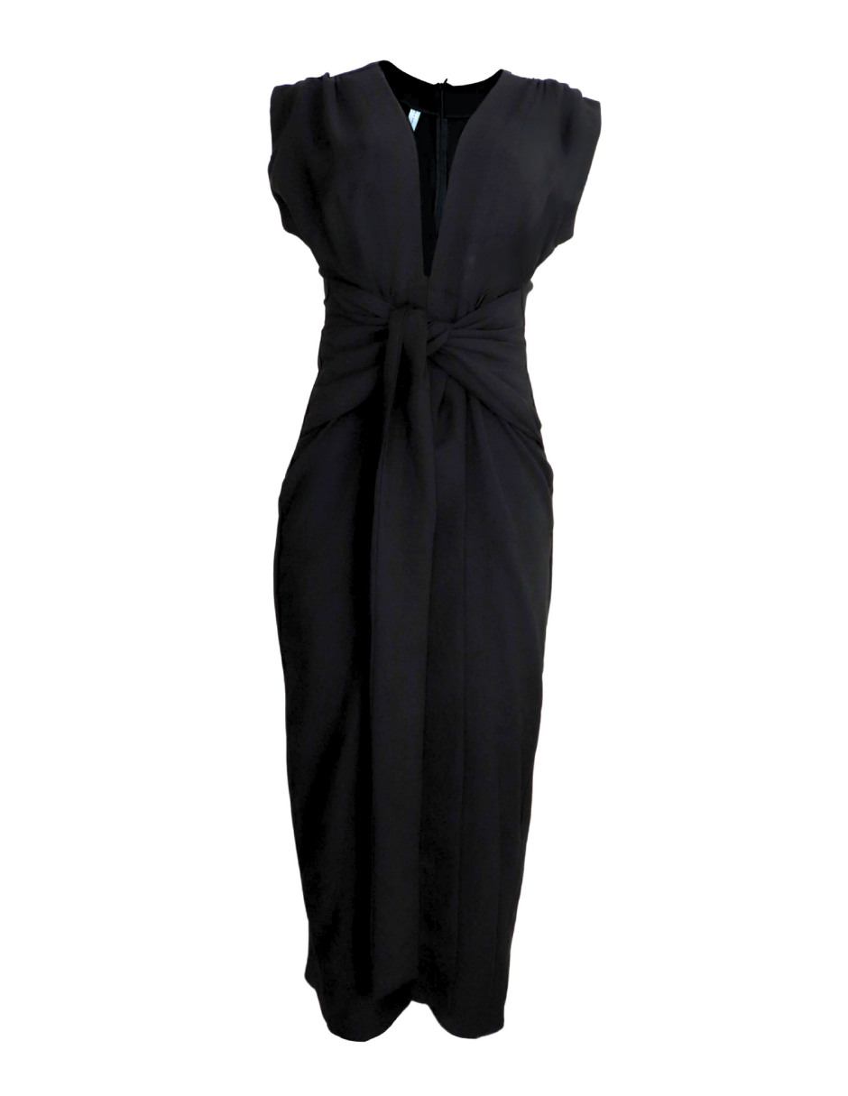 Vestido Largo Con Fajón Behla J&b Talla M Color Negro