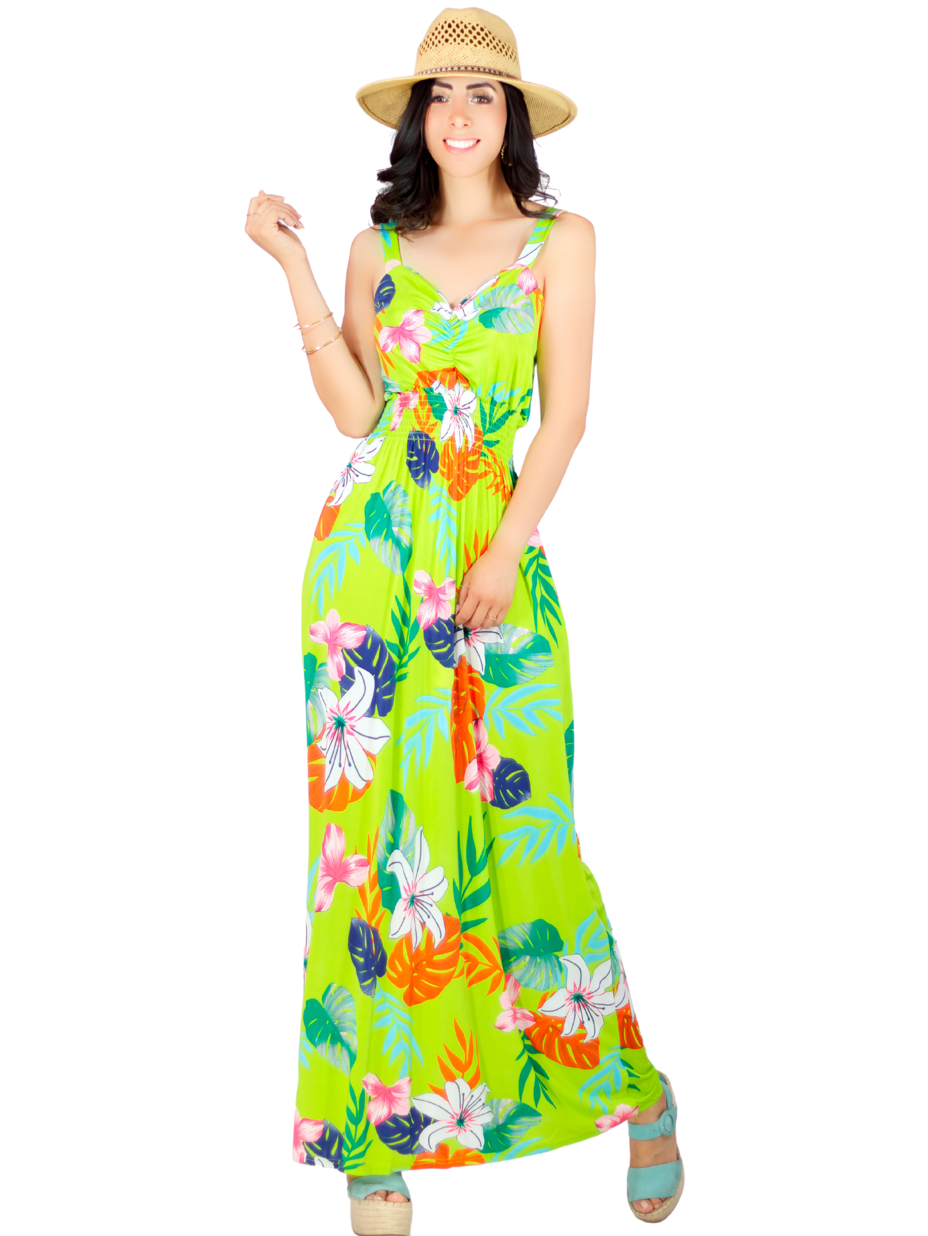 Vestido Largo De Mujer Stretch Ves-1011 De Estampados Primaverales