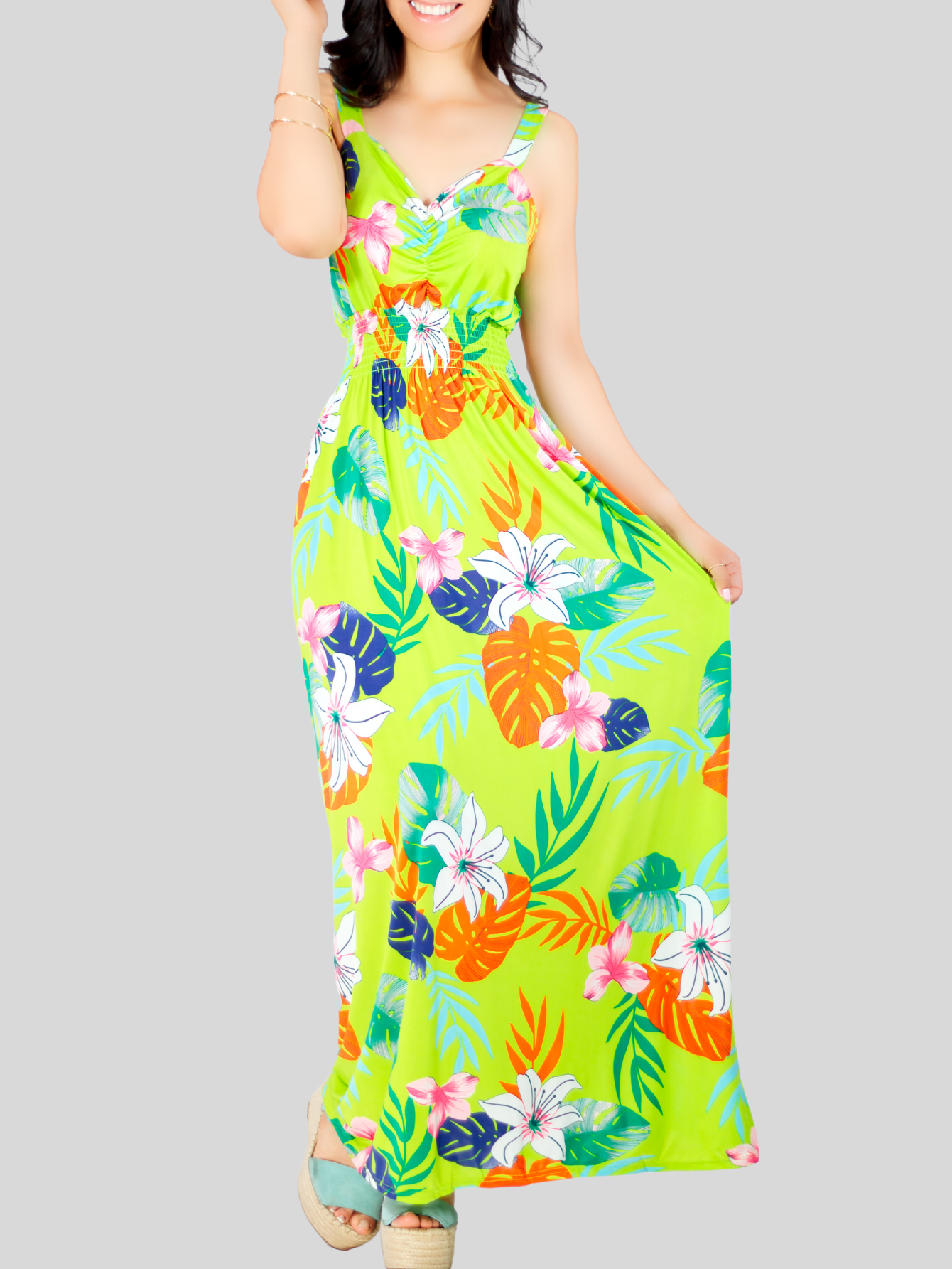 Foto 6 | Vestido Largo De Mujer Stretch Ves-1011 De Estampados Primaverales
