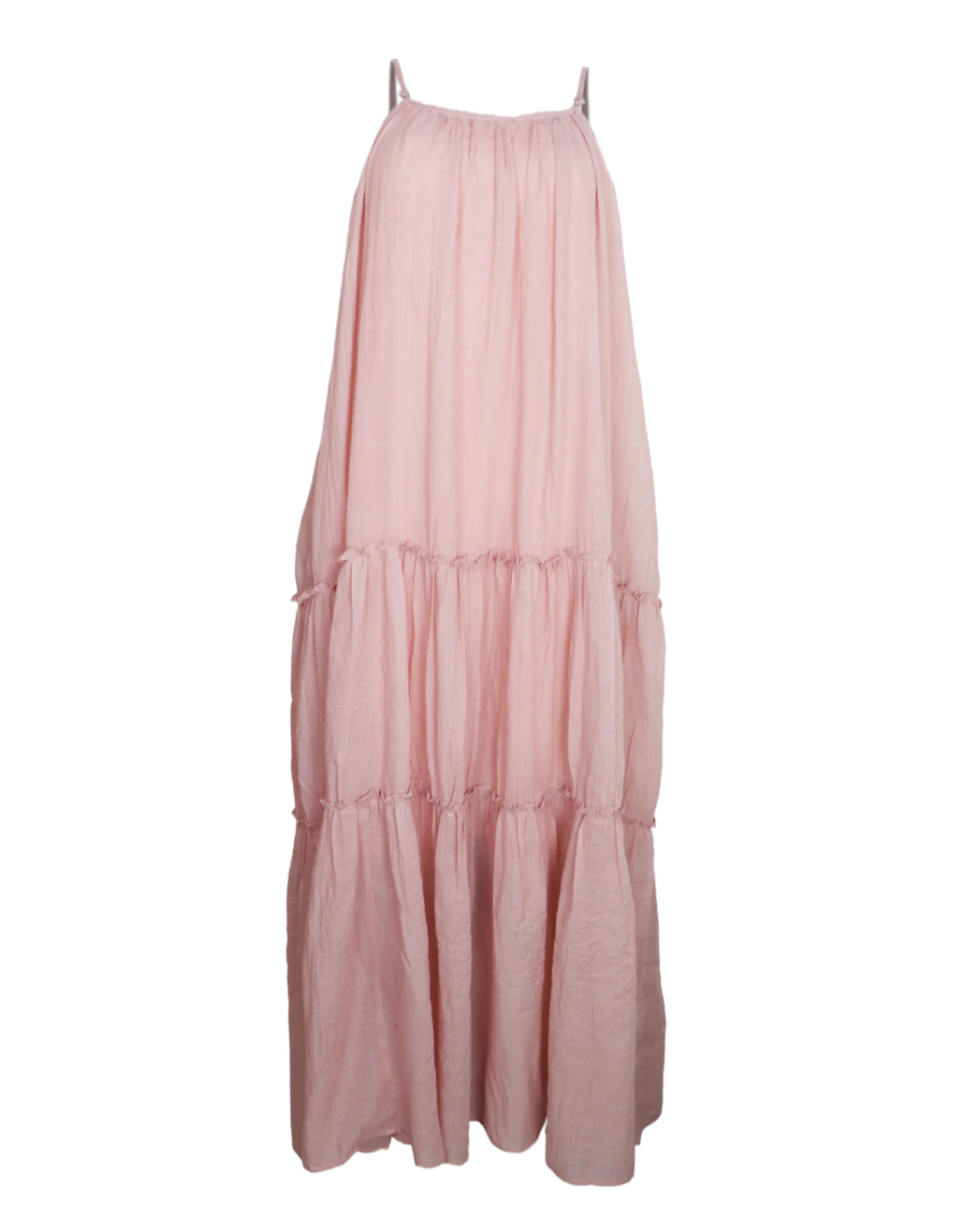 Vestido Largo De Tiras Thaly J&b Talla Unitalla Color Palo De Rosa