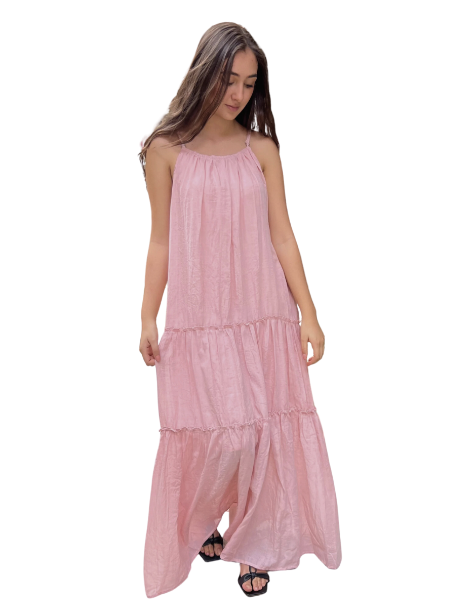 Foto 6 pulgar | Vestido Largo De Tiras Thaly J&b Talla Unitalla Color Palo De Rosa