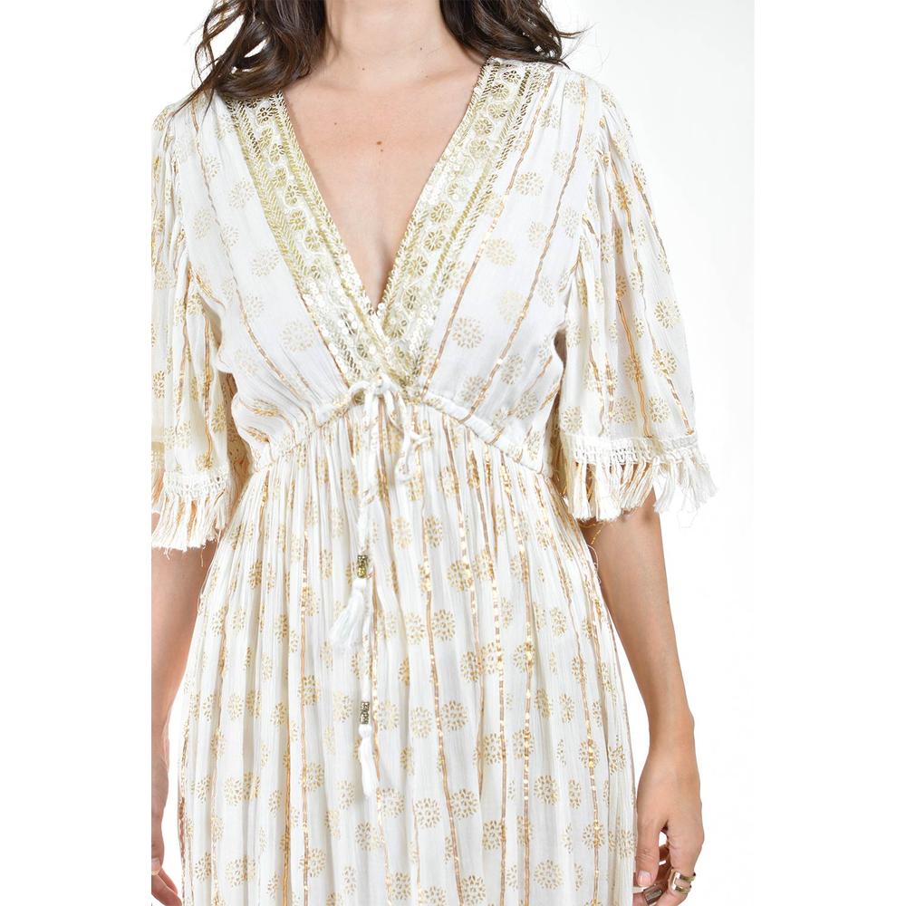 Foto 5 pulgar | Vestido Bohemio Manga con Barbas Roman Fashion Juvenil 23176 Beige