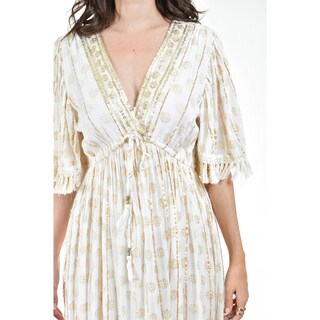 Foto 4 | Vestido Bohemio Manga con Barbas Roman Fashion Juvenil 23176 Beige