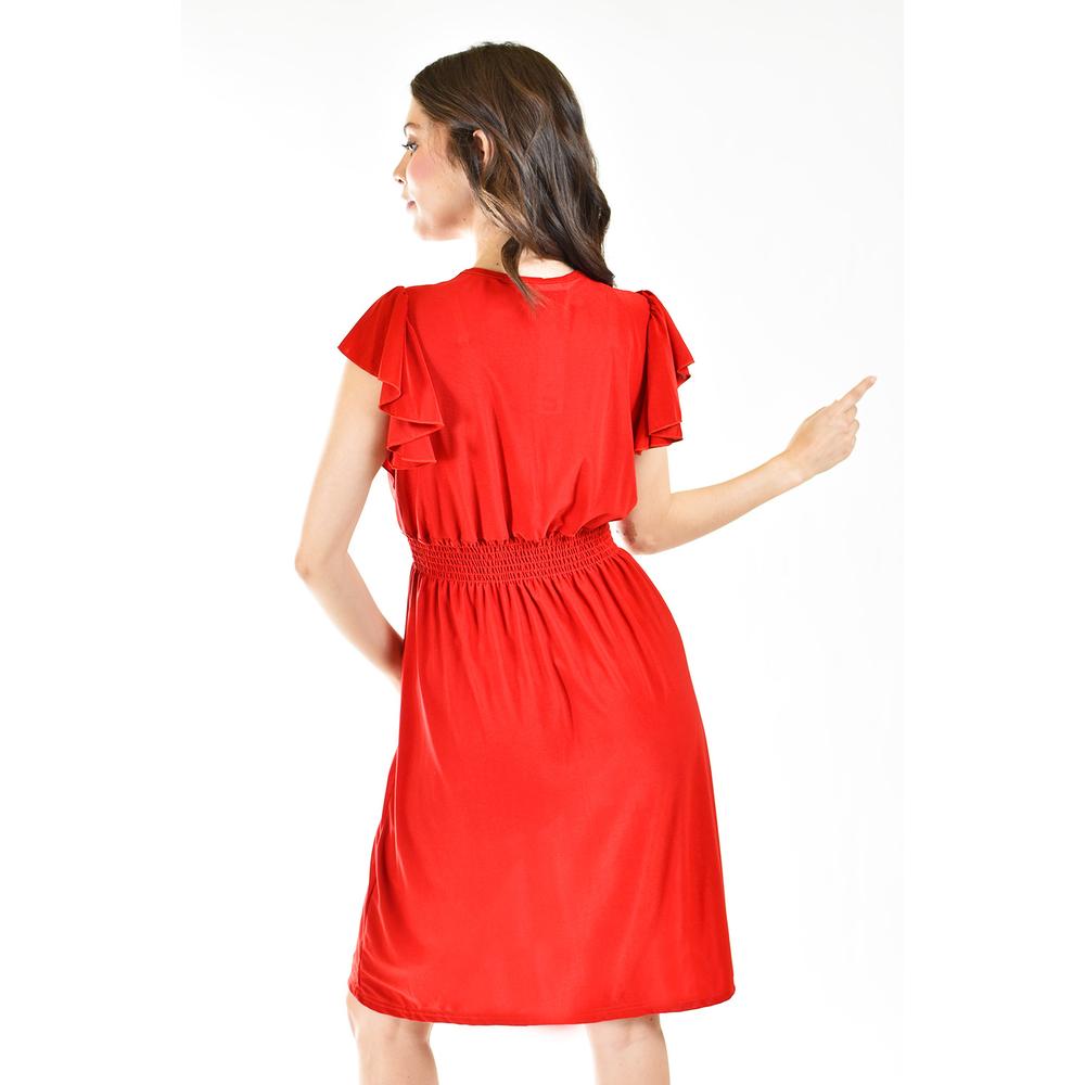 Foto 4 pulgar | Vestido Manga con Volantes Roman FashionJuvenil Rojo