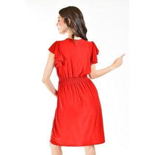 Foto 3 | Vestido Manga con Volantes Roman FashionJuvenil Rojo