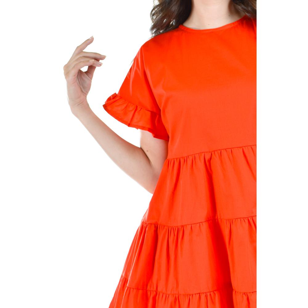 Foto 5 pulgar | Vestido de Popelina Manga Olan Roman Fashion Juvenil Rojo