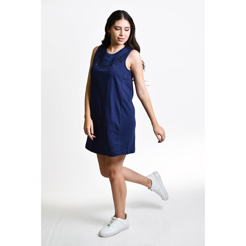 Foto 3 pulgar | Vestido Bordado Calado Roman Fashion 2043 Azul Marino para Mujer