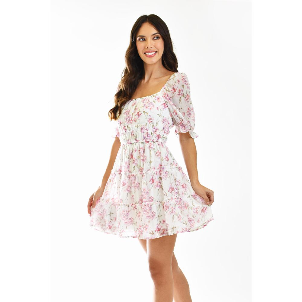 Foto 3 pulgar | Vestido Vaporoso Flores Roman Fashion Juvenil Rosa