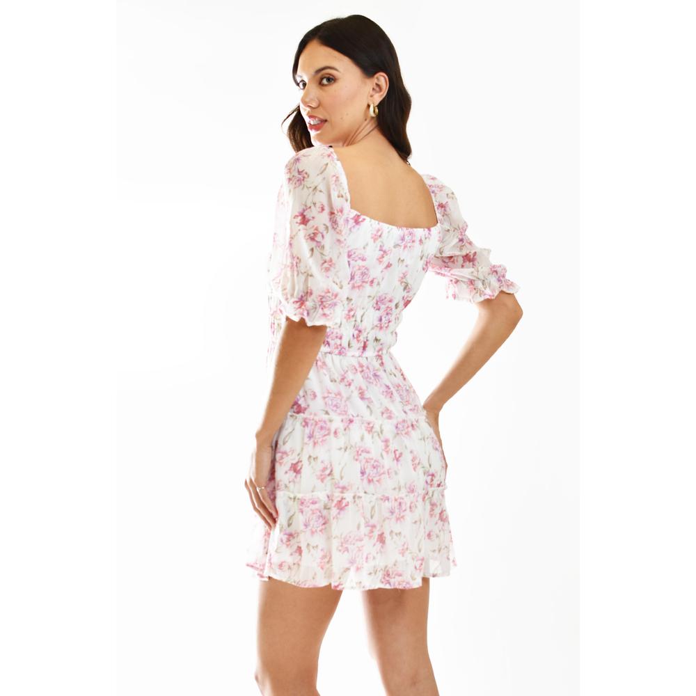 Foto 4 pulgar | Vestido Vaporoso Flores Roman Fashion Juvenil Rosa