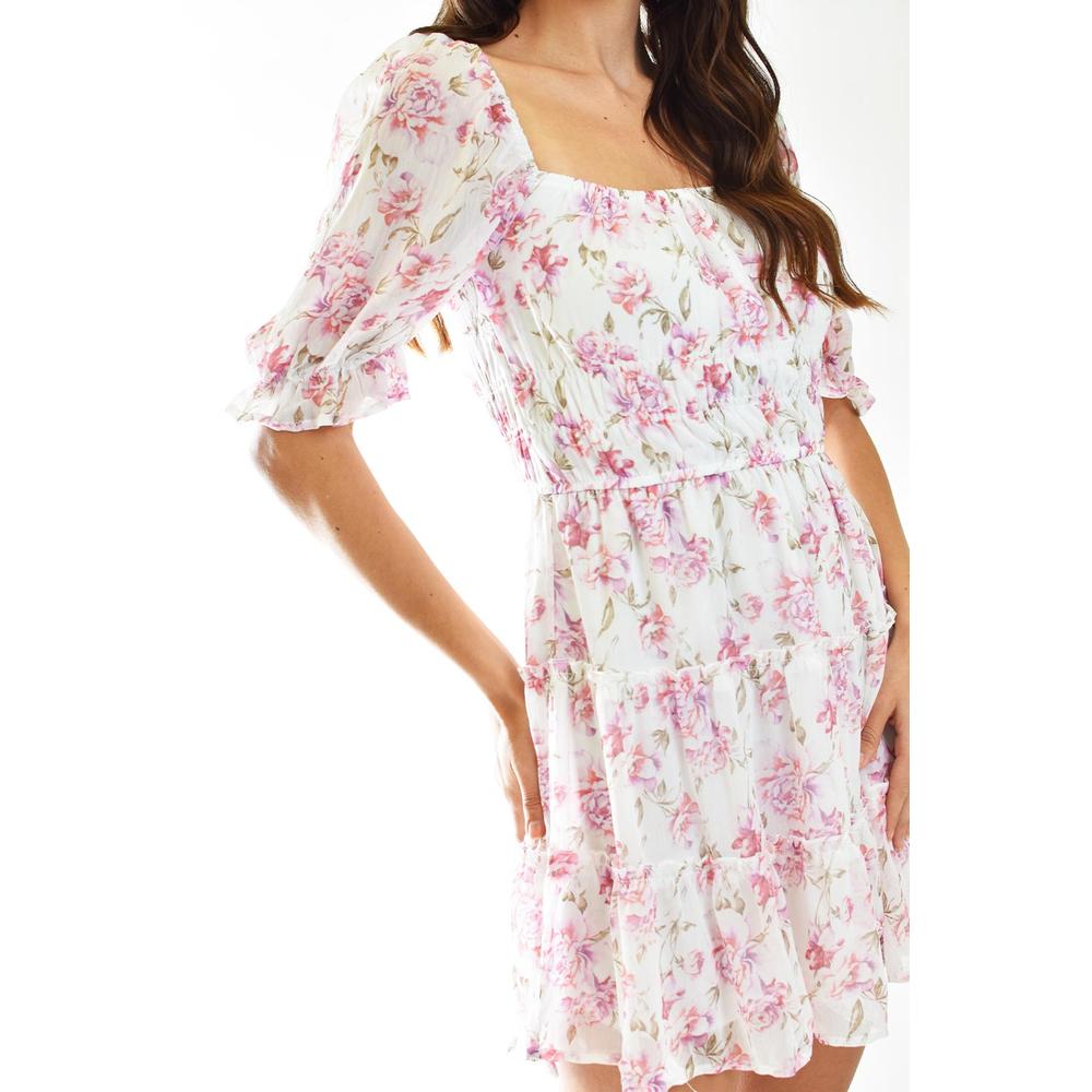 Foto 5 pulgar | Vestido Vaporoso Flores Roman Fashion Juvenil Rosa