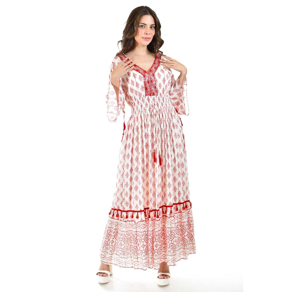 Vestido Bohemio Largo Roman Fashion Juvenil Rojo para Mujer