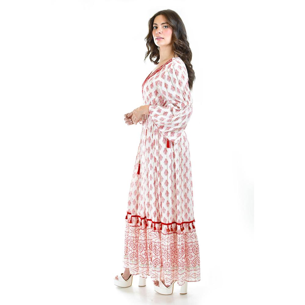 Foto 3 pulgar | Vestido Bohemio Largo Roman Fashion Juvenil Rojo para Mujer