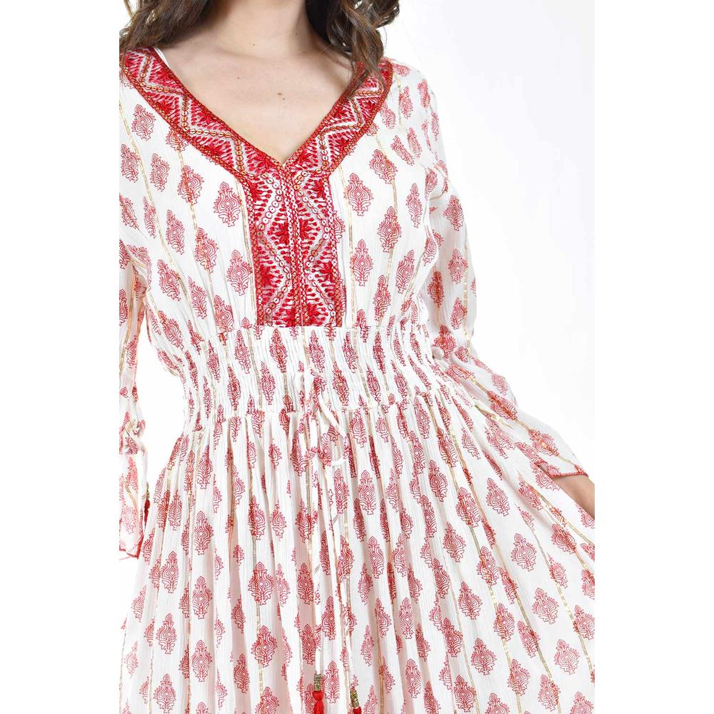 Foto 5 pulgar | Vestido Bohemio Largo Roman Fashion Juvenil Rojo para Mujer