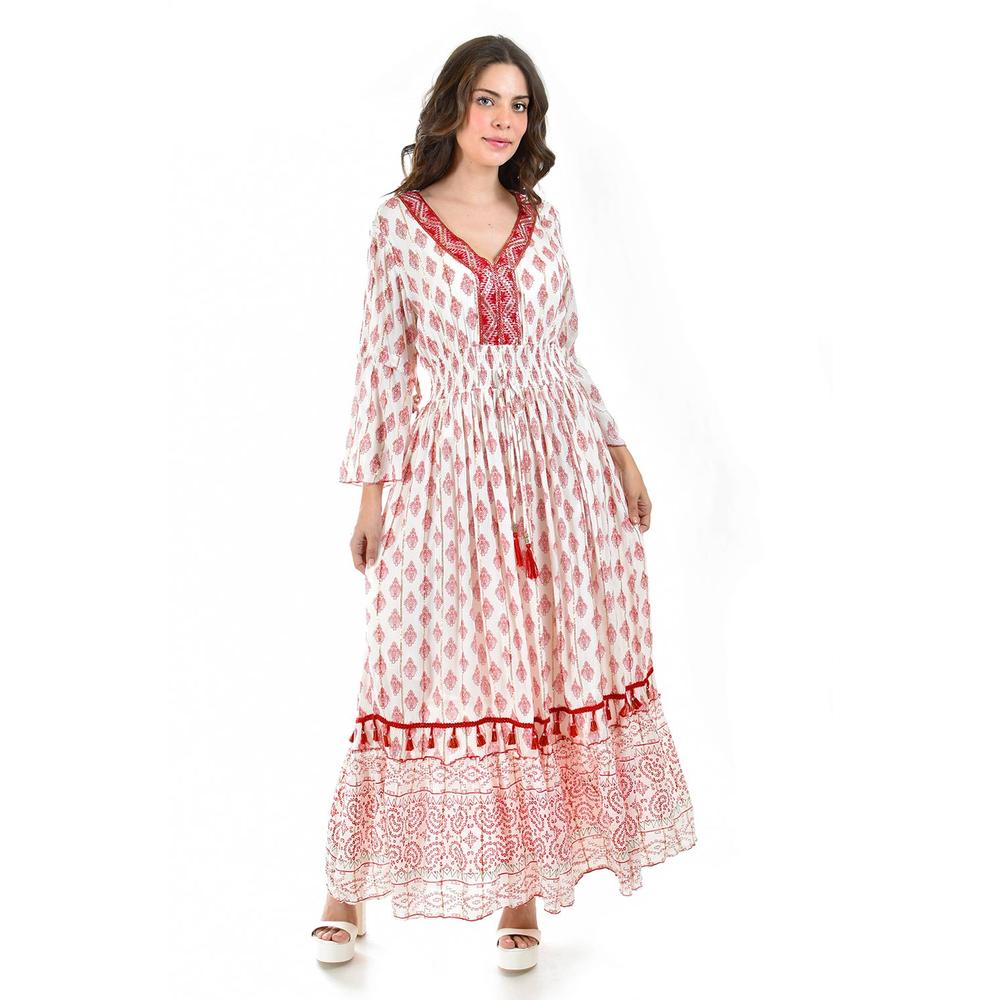 Foto 6 pulgar | Vestido Bohemio Largo Roman Fashion Juvenil Rojo para Mujer