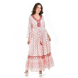 Foto 5 | Vestido Bohemio Largo Roman Fashion Juvenil Rojo para Mujer