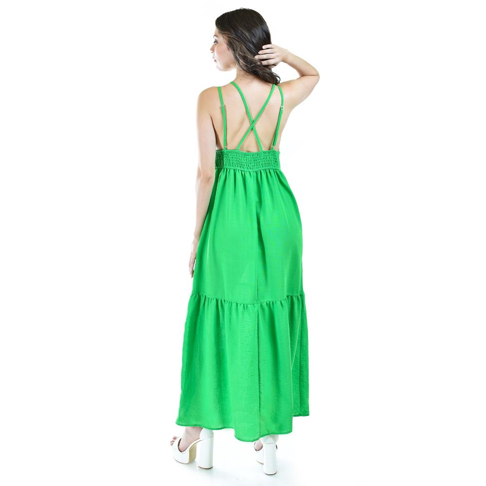 Foto 4 pulgar | Maxivestido Doble Tirante Roman Fashion Verde para Mujer