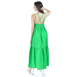Foto 3 | Maxivestido Doble Tirante Roman Fashion Verde para Mujer