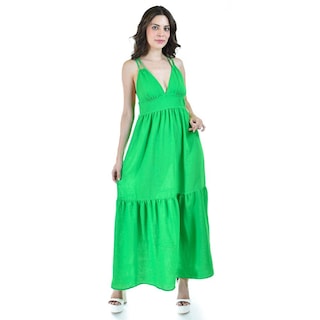Foto 5 | Maxivestido Doble Tirante Roman Fashion Verde para Mujer