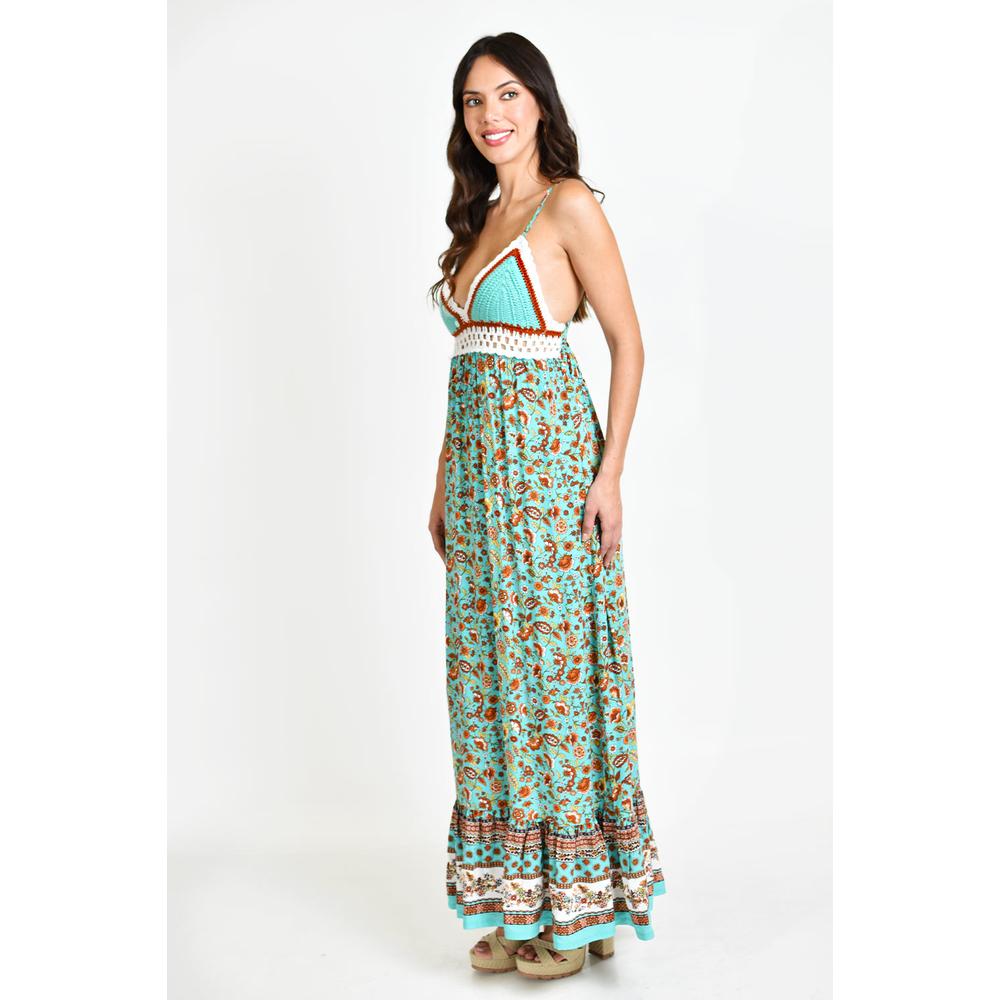 Foto 3 pulgar | Vestido Roman Fashion Escote Crochet Verde Claro
