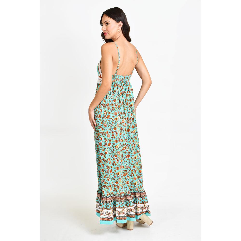 Foto 4 pulgar | Vestido Roman Fashion Escote Crochet Verde Claro