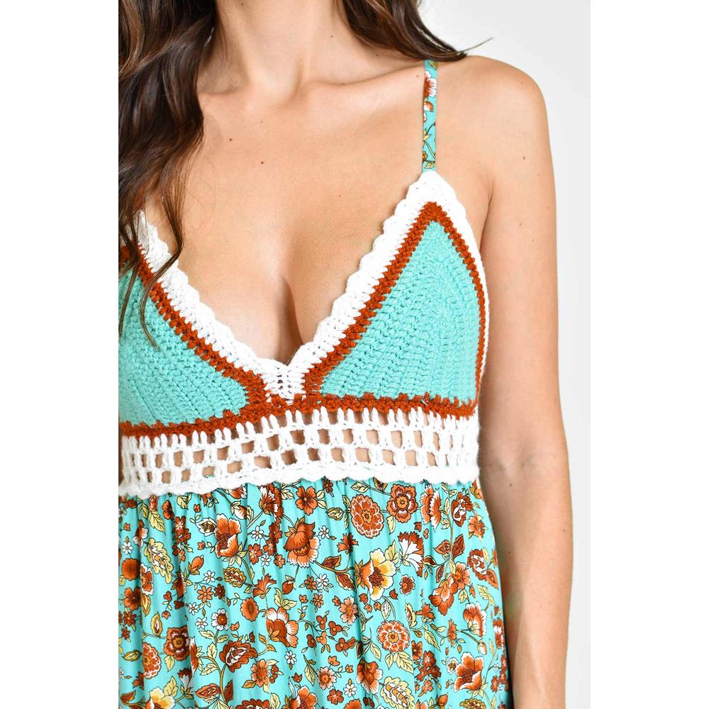 Foto 5 pulgar | Vestido Roman Fashion Escote Crochet Verde Claro