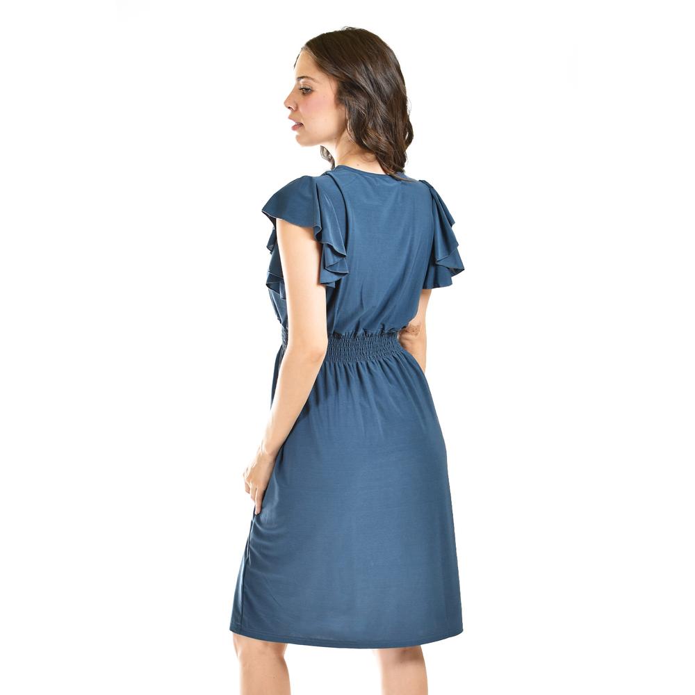 Foto 3 | Vestido Manga con Volantes Roman Fashion Juvenil Azul