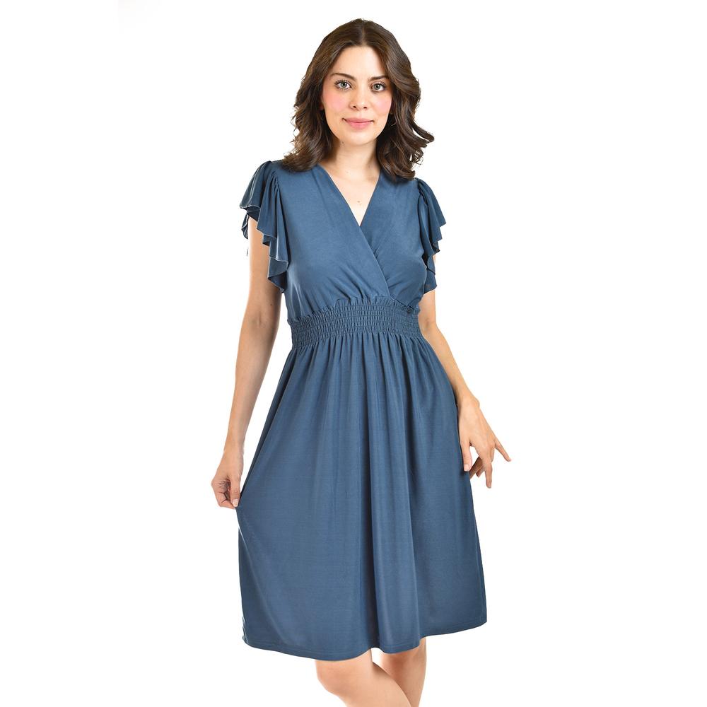 Foto 5 pulgar | Vestido Manga con Volantes Roman Fashion Juvenil Azul